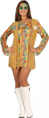 Produktbild von Damen Hippikleid Allegra für die Hippie Mottoparty & Karneval Größe: L
