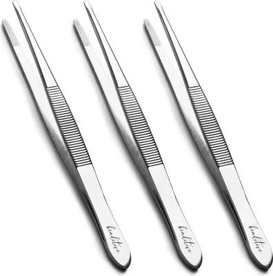Image de Jeu de brucelles pour machine à coudre 14 cm 3 pièces pointes droites dentelées acier inoxydable qualité professionnelle