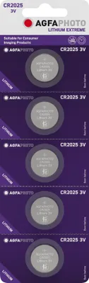Produktbild von AgfaPhoto Batterie Knopfzelle CR2025 3V Extreme Lithium 5St.