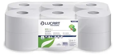 Obrázok produktu pre Toaletný papier, 2-vrstvový, 120 m, 19 cm priemer, LUCART "Eco", biely