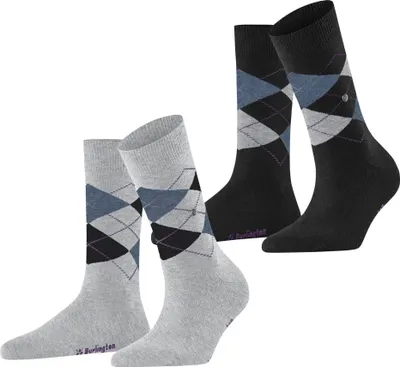Produktbild von Burlington Damen Socken Everyday Argyle W So Baumwolle gemustert 2 Paar, Grau Li