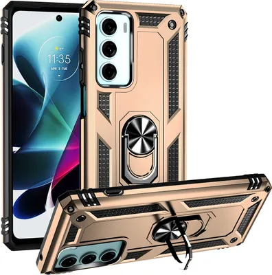 Produktbild von Moto G200 5G Hülle, Dual Layer Robust Militäre Schutzhülle mit Ringhalterung Ständer für Motorola Moto G200 5G Gold