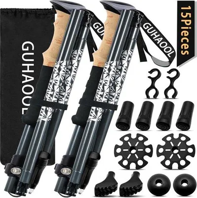 Produktbild von Famanu Trekkingstöcke verstellbar 108-139 cm - Carbon & Aluminium - Korkgriff - Gummipuffer