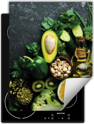 Produktbild von DarHaus Herdabdeckplatte Einteilig Küche Abdeckplatte für Glaskeramikfeld Abdeckung Induktionskochfeld Aufrollbare Matte 40x52 cm, grün - Gemüse