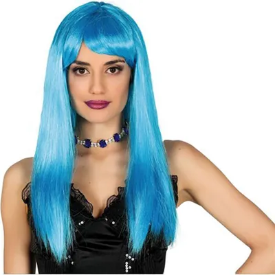 Produktbild von Perücke Glatt Blau Haar Pony Bob Disco
