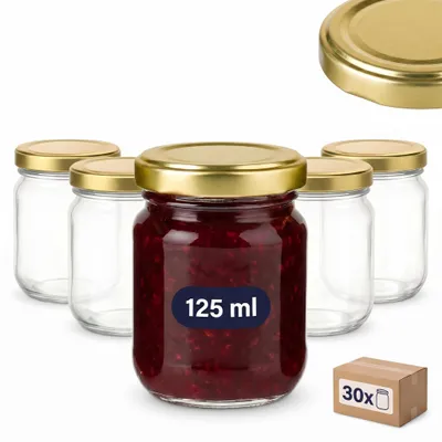 Produktbild von gouveo 30 Einmachgläser Helix 125 ml mit TO53-Deckeln Gold