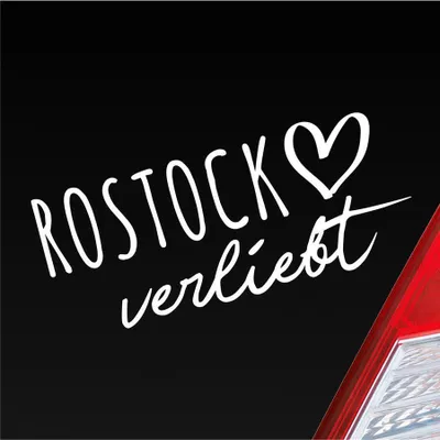 Produktbild von Auto Aufkleber Rostock verliebt Herz Stadt Heimat Liebe Car 19x8 cm Weiss Glanz Sticker Heckscheibenaufkleber