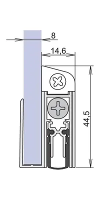 A technical drawing with dimensions of a door seal component.
