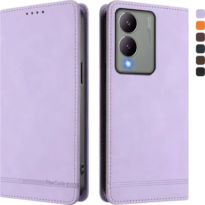 Immagine prodotto di Custodia per Vivo Y17S, custodia retro in Finto cuoio con supporto e slot per carte Purple