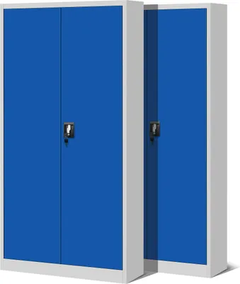Produktbild von 2er Set Aktenschrank C001 Metallschrank Stahlschrank Werkzeugschrank Büroschrank Lagerschrank Universalschrank Pulverbeschichtung Flügeltüren 185 cm x 90 cm x 40 cm Farbe: Grau/Blau
