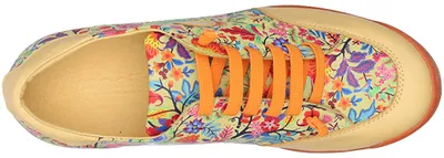 Produktbild von Manitu Damen Slipper aus Leder mit Blumenmuster und Gummizug 850166, Größe:40 EU, Farbe:Gelb