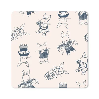 Produktbild von MuchoWow® Mauspad Mousepad Kaninchen - Vintage - Schnittmuster 20x20 cm - Mousepads - Maus Mat - Pad - Mausunterlage - Desk Mat - Bureauartikeln