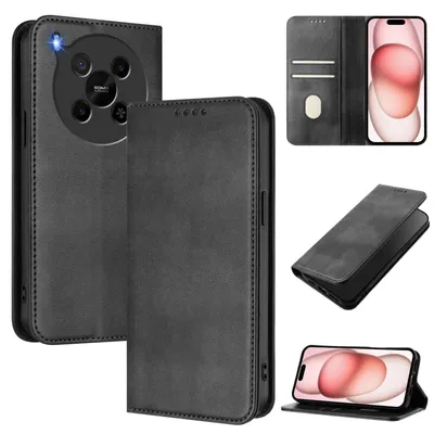 Produktbild von Handyhülle für ZTE Blade V70 Max/nubia V70 Max, Vintage Leder RFID Schutz Kartenfach Standfunktion Magnetische Klapphülle Schwarz