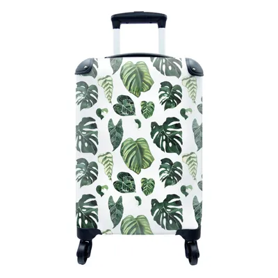 Produktbild von MuchoWow® Koffer Handgepäck Trolley Rollkoffer Kleine Reisekoffer mit 4 Rollen - Tropisch - Blätter - Grün - Cabin Size < 55x40x23 cm & 55x40x20 cm - Fotokoffer - Kabinenkoffer - Boardgepäck - Reise-Box - Reisekoffer - Reisegepäck - Koffer mit Bild - Trolley für Kinder