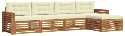 Produktbild von vidaXL Outdoor-Sofagarnitur 5 stk. Natur und Creme