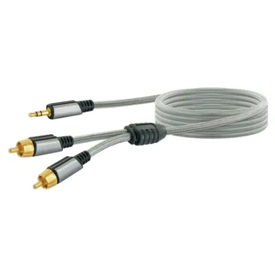 A product shot of an audio adapter cable on a white background.