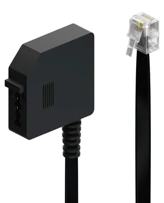 Produktbild von deleyCON 0,2m Telefon Adapter RJ11 Stecker 6P4C auf TAE-F Buchse Flachkabel Telefonadapter Adapterkabel Telefon Router Schwarz
