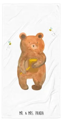 Produktbild von Mr. & Mrs. Panda Handtuch Bär Honig - Weiß - Geschenk, Duschtuch, Teddy, Badehandtuch, Partner, Verliebte, Strandlaken, Strandtuch, Großes, Liebe