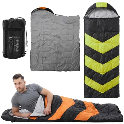 Produktbild von Wasserdichter Wanderschlafsack, Ein-Personen-Schlafsack mit Kapuze und Aufbewahrungstasche, 220 x 75 cm