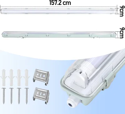 Produktbild von Aopunly LED Feuchtraumleuchte Wannenleuchte 150cm 1 x 24W T8 Röhre Kaltweiß 6500K IP65