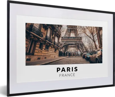 Produktbild von MuchoWow® Gerahmtes Poster Frankreich - Paris - Eiffelturm 60x40 cm - Poster mit Schwarzem Bilderrahmen Wandposter Rahmen Foto Bilder - Schlafzimmer - Plakat in Rahmen - Drucken