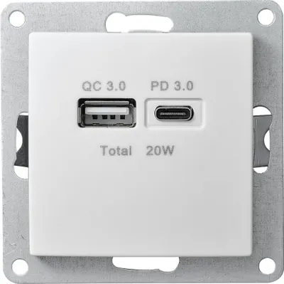Immagine prodotto di MCPOWER Presa di ricarica USB "FLAIR" a 2 vie, 3,4A, bianco, presa di ricarica USB