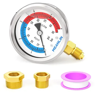 Manometer 0-6 Bar, 2" Zifferblatt, Glycerin, 1/4" BSP, Edelstahl, unten