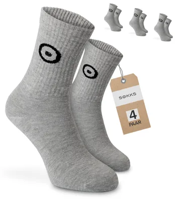 SOKKS Sportsocken Grau mit Logo aus Baumwolle — 4 Paar Set