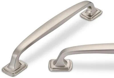Produktbild von Unyqoos® 6er-Set Möbel- & Küchengriffe – Zinklegierung, gebürstetes Nickel, Lochabstand 128 mm, für Schränke & Schubladen, inkl. Befestigung
