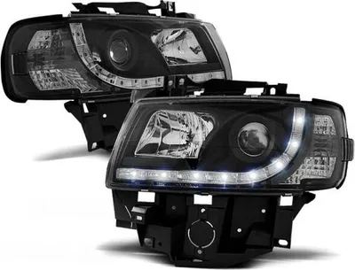 Produktbild von Scheinwerfer LED Tagfahrlicht Optik passend für VW T4 Multivan Caravelle 96-03 Schwarz
