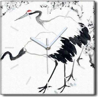 Produktbild von Coloray Uhr auf Leinwand 30x30 cm Wand Uhr Dekoration Wohnzimmer Segeltuch weiße Zeiger -Japan-Vogeltier.