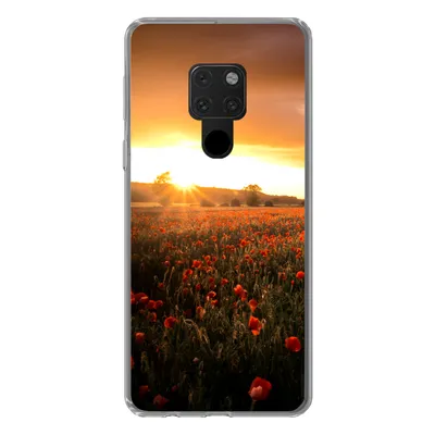 Produktbild von MuchoWow® Handyhülle Schutzhülle Hülle für Huawei P40 Lite Sonnenuntergang über den Mohnblumen in England Silikon Softcase Handy Hülle - Handy