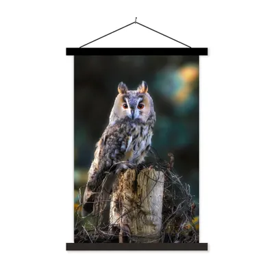 Produktbild von MuchoWow® Textilposter Eule - Herbst - Vogel - Äste 40x60 cm mit schwarzem Rahmen - Wanddekorationen