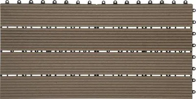 Image de Lot de 6 dalles de terrasse, résistantes aux intempéries, rigides, 30 x 60 cm, marron