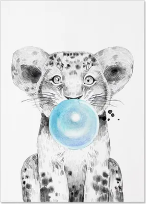 Produktbild von TPFLiving Kunstdruck LW-1325 (OHNE RAHMEN) Poster - Leinwand - Wandbild - Hochauflösender Giclée-Druck, langlebig und hochwertig - Tiere mit Luftballon, Elefant, Löwe, Giraffe, Zebra -  - Größe: 30x40cm