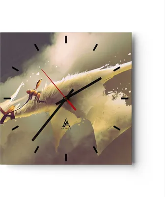 Produktbild von Wanduhr - Quadrat - Glasuhr - Kreatur Abstraktion - 30x30cm - Schleichendes Uhrwerk - Lautlos - zum Aufhängen bereit - Dekoration Modern - Wanddekoration aus Glas - C3AC30x30-3862