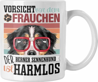 Produktbild von Trendation - Berner Sennen Besitzerin Frauchen Tasse Geschenk Lustiger Spruch Geschenkidee Vorsicht Vor Dem Frauchen (Weiß)