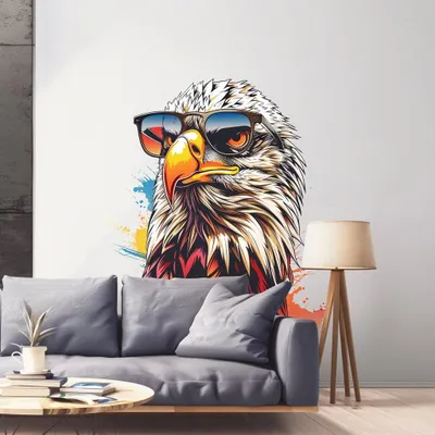 Weißkopfseeadler mit Sonnenbrille in Aquarelloptik – Decords Wandtattoo, Produktansicht 1