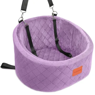 Image de Siège auto pour chien avec laisse de sécurité, lavable, antidérapant, couleur violet, taille S