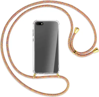 Produktbild von Handykette Backcover-Schutzhülle mit Band (Metall goldfarben) für Huawei Y5 (Prime) 2018 / Honor 7S - Rainbow