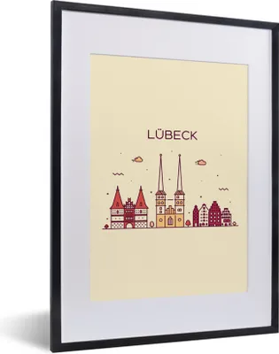 Produktbild von MuchoWow® MuchoWow® Gerahmtes Poster Lubeck - Deutschland - Skyline 30x40 cm - Poster mit zchwarzem Bilderrahmen - Wandposter Schlafzimmer