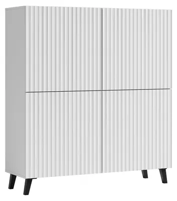 Immagine prodotto di Cassettiera Highboard Phuket 120x39x128cm 4 ante colore selezionabile, bianco scanalato