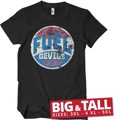 Produktbild von Fuel Devils Hot Rod Garage Patch Big & Tall T-Shirt - 5XL - Black