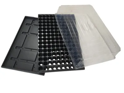 Produktbild von Quickpot Anzuchtsplatte mit 150 Pflanzlöchern + Untersetzer + Haube QP-150R