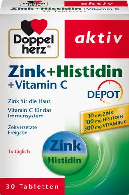 Produktbild von Doppelherz | Aktiv Zink + Histidin + Vitamin C | 30 Tabletten