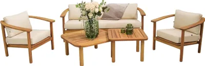 Productafbeelding van Gartenmöbel Set 3+1+1 Sitzer Stilvoller Holz Komplett 2x Couchtische