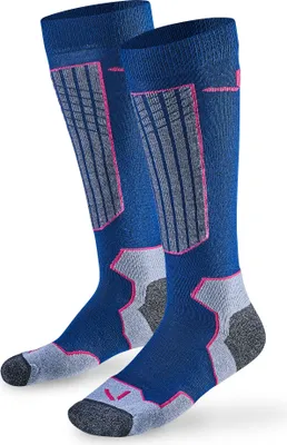 Produktbild von BLACK CREVICE - Damen/Herren/Kinder - Merino Ski-, Snowboard- & Wintersportsocken - 2 Paar | Farbe: Navy/Pink | Größe: 2 (39-42)
