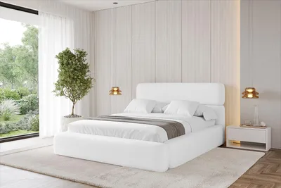 Produktbild von ALTDECOR Polsterbett mit Bettkasten -  ENORA - 140x200 Weiß Kunstleder - Bett mit Matratze H3/H4, Kopfteil, Boxbett, Doppelbett mit Stauraum