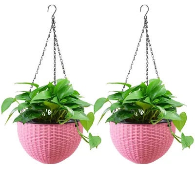 Image de Omgoods - Pots à fleurs suspendus avec chaîne (2 pièces, rose)
