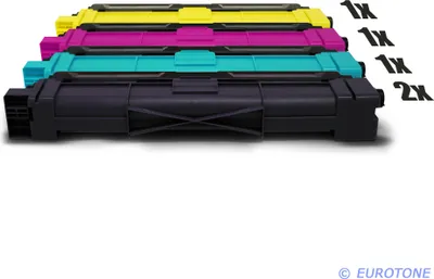Produktbild von 5x XXL Eurotone Toner Alternative für Brother TN-242/246 / TN-242BK Black Schwarz / TN-246C Blau Cyan / TN-246M Rot Magenta / TN-246Y Gelb Yellow